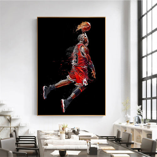 Abstract Art Painting Poster Fly Dunk Basketball Wall Pictures for Living Room Decoration Bedroom Sport Canvas-0
