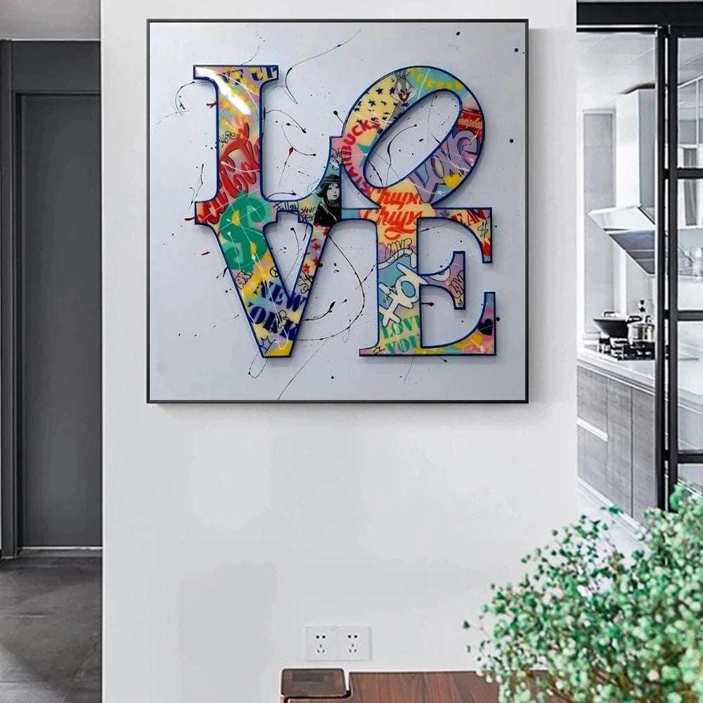 Modern Wall Decor Graffiti Art LOVE Canvas Paintings on the Wall Art Posters Prints Wall Pictures for Living Room Home Cuadros-6