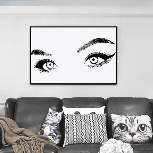 Fashion Women Eyebrows Lashes Art Black and White Posters Wall Prints Painting Oil Painting on Canvas Posters Print Art Picture-0