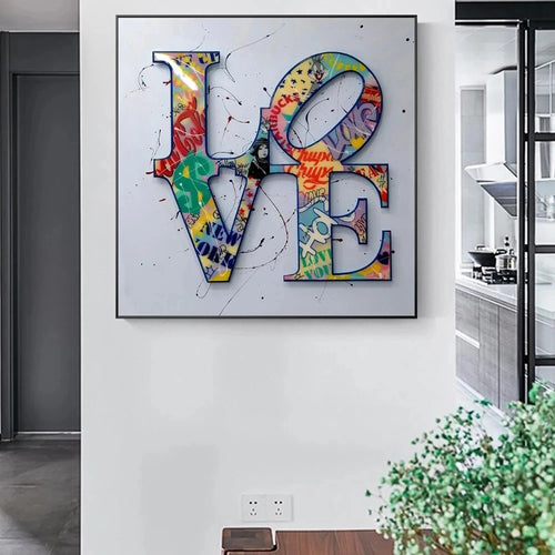Modern Wall Decor Graffiti Art LOVE Canvas Paintings on the Wall Art Posters Prints Wall Pictures for Living Room Home Cuadros-3