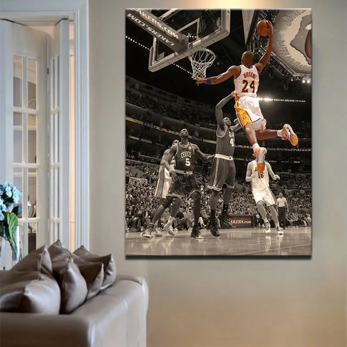 Kobe Bryant Posters Dunk Sport Basketball Wall Art Decor for Home Living Room Bedroom Tableau Pictures Prints Canvas Paintings-0